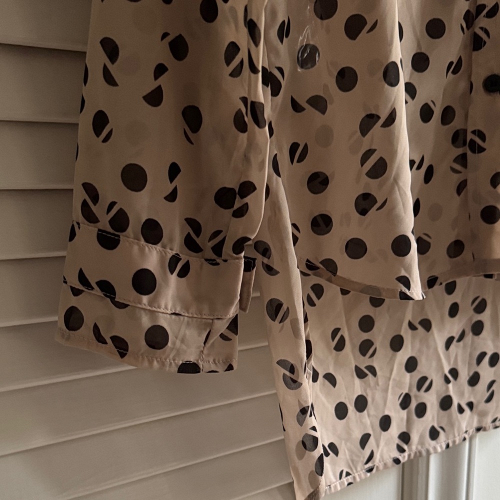 BCBGeneration Beige Polka Dot Button-Down Shirt w… - image 9